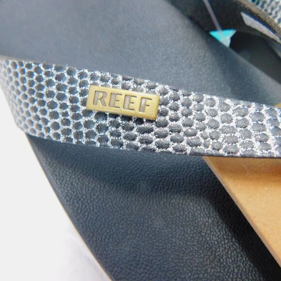 Reef Cushion Court Women's Snake Print Black Sassy Flip Flops Size 8 New - Picture 6 of 9